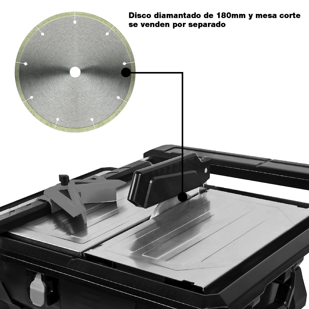 Disco diamantado 180mm para sierra eléctrica profesional de mesa para corte en húmedo de cerámica, porcelanato, mármol, y granito
