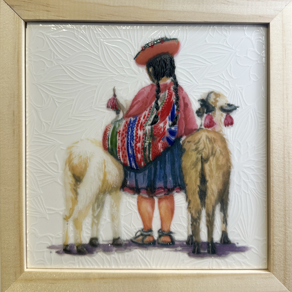 Cuadro Cholita y Alpaca 18X18X1.2
