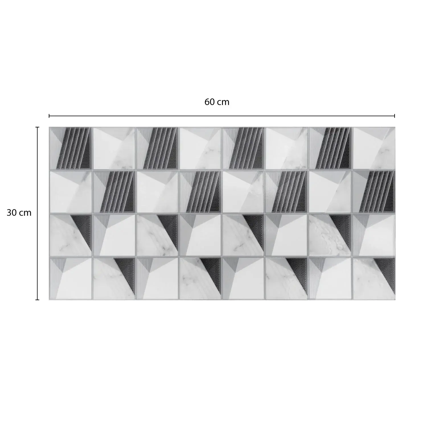 [DECBAOLISCER173] Decorado Geo Blanco 30 x 60 cm KANTU (Pieza)