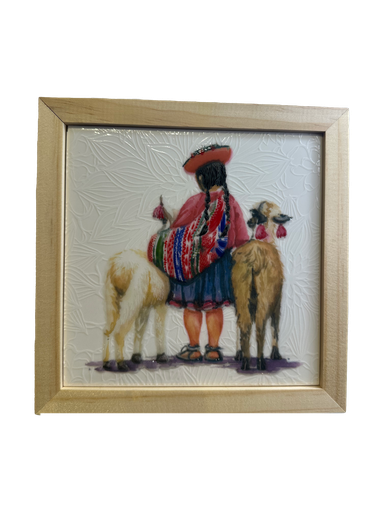 [DECBAOTACCER684] Cuadro Cholita y Alpaca 18X18X1.2